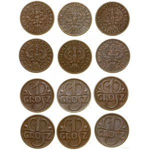 Poland, set: 6 x 1 penny, 1925-1934