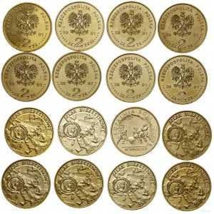 Poland, set of 8 x 2 gold, 2001, Warsaw