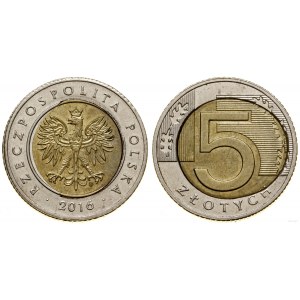 Polska, 5 złotych (destrukt menniczy), 2016, Warszawa