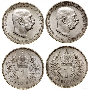 Austria, zestaw: 2 x 1 korona, 1914 i 1915, Wiedeń