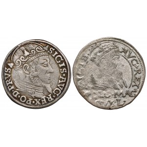 Zygmunt II August, Trojak Gdańsk 1557 i Grosz Tykocin 1566 JASTRZĘBIEC (2szt)