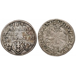 Zygmunt II August, Trojak Gdańsk 1557 i Grosz Tykocin 1566 JASTRZĘBIEC (2szt)