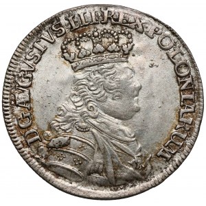 August III Sas, Ort Lipsk 1754 EC - mała głowa, zbroja