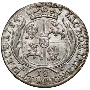 August III Sas, Ort Lipsk 1754 EC - mała głowa, zbroja