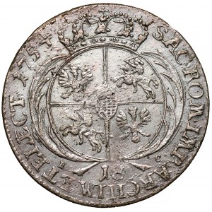 August III Sas, Ort Lipsk 1754 EC - wąska głowa