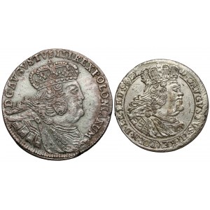 August III Sas, Dwuzłotówka Lipsk 1753 i szóstak Gdańsk 1760 - zestaw (2szt)