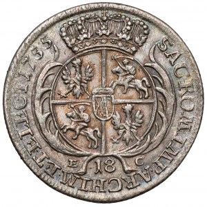 August III Sas, Ort Lipsk 1755 EC - małe z PUKLAMI