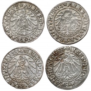Prusy, Albrecht Hohenzollern, Grosze Królewiec 1533-1541 - zestaw (4szt)