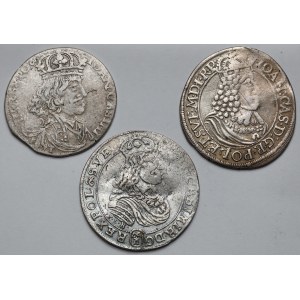 Jan II Kazimierz, Ort 1655-1668 - zestaw (3szt)
