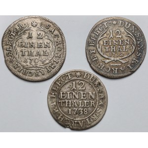 August II Mocny i August III Sas, 1/12 talara 1704-1738 - zestaw (3szt)