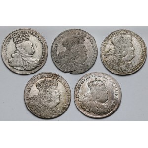 August III Sas, Ort Lipsk 1754-1756 EC - zestaw (5szt)