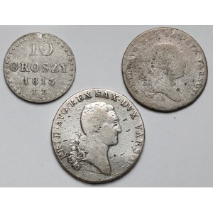 Księstwo Warszawskie, 1/6, 1/3 talara i 10 groszy 1811-1813 - zestaw (3szt)