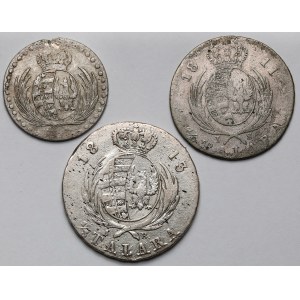 Księstwo Warszawskie, 1/6, 1/3 talara i 10 groszy 1811-1813 - zestaw (3szt)