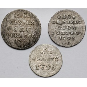 Poniatowski, 6-10 groszy i Półzłotek 1773-1795 - zestaw (3szt)