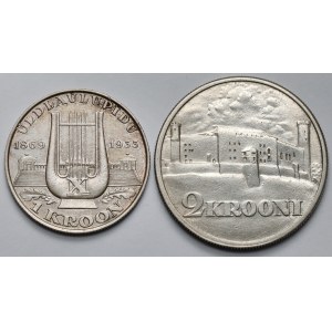 Estonia, 1-2 krooni 1930-1933 - zestaw (2szt)