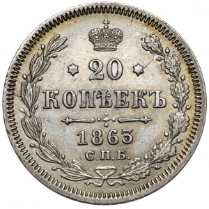 Rosja, Aleksander II, 20 kopiejek 1863, Petersburg