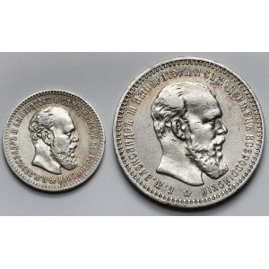 Rosja, Aleksander III, Rubel i 25 kopiejek 1892-1893 - zestaw (2szt)