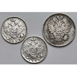 Rosja, Aleksander I, 10-20 kopiejek 1813-1823 - zestaw (3szt)