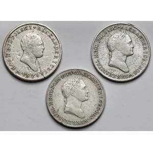 1 złoty polski 1824-1829 - RZADKIE lata (3szt)