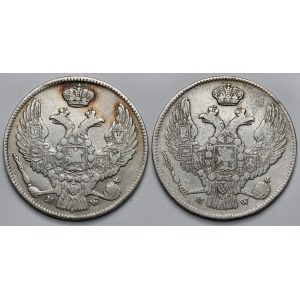 30 kopiejek = 2 złote 1838 i 1840, Warszawa - zestaw (2szt)