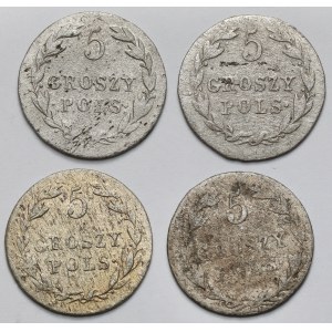 5 groszy polskich 1819-1829 - zestaw (4szt)