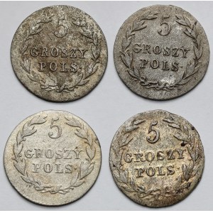 5 groszy polskich 1818-1821? - zestaw (4szt)