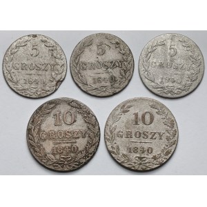 5-10 groszy 1840 MW - zestaw (5szt)