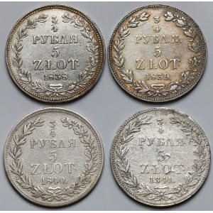 3/4 rubla = 5 złotych 1838-1841 - zestaw (4szt)