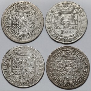 Jan II Kazimierz, Tymf 1663-1665 - w tym lwowsko-krakowski - zestaw (4szt)