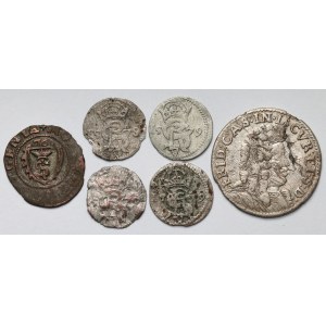 Kurlandia, szeląg, dwudenary i szóstak 1576-1694 - zestaw (6szt)