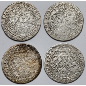 Zygmunt III Waza, Szóstak Kraków 1624-1627 - zestaw (4szt)