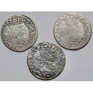 Jan II Kazimierz, Szóstak Lwów 1661 GBA - zestaw (3szt)