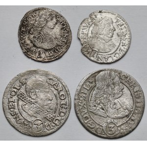 Śląsk, 1 i 3 krajcary 1614-1683 - zestaw (4szt)