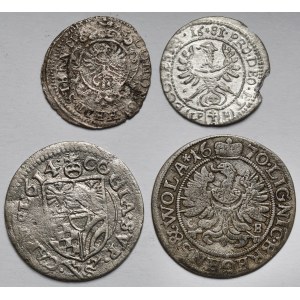 Śląsk, 1 i 3 krajcary 1614-1683 - zestaw (4szt)