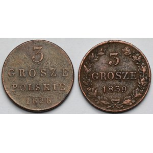 3 grosze 1828 i 1839 - zestaw (2szt)