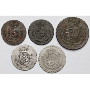 Księstwo Warszawskie, 1-10 groszy 1810-1813 - zestaw (5szt)