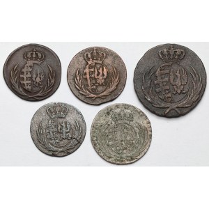 Księstwo Warszawskie, 1-10 groszy 1810-1813 - zestaw (5szt)