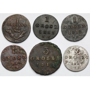 Księstwo Warszawskie i Galicja i Lodomeria, 1-5 groszy 1794-1814 - zestaw (6szt)