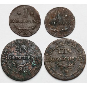 Wolne Miasto Gdańsk, Grosze i Szelągi 1808-1812 - zestaw (4szt)