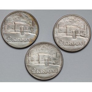 Estonia, 2 krooni 1930 - zestaw (3szt)