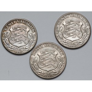 Estonia, 2 krooni 1930 - zestaw (3szt)