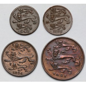 Estonia, 1-5 senti 1929-1939 - zestaw (4szt)