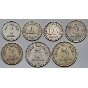 Estonia, 10 senti - 5 marka 1922-1931 - zestaw (7szt)