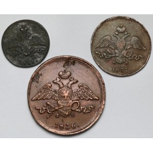 Rosja, Mikołaj I, 1-5 kopiejek 1831-1837 - zestaw (3szt)