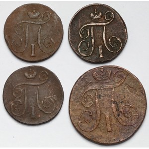 Rosja, Paweł I, 1-2 kopiejki 1797-1799 - zestaw (4szt)