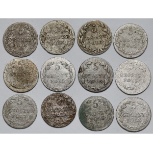 5 groszy polskich 1816-1830 - zestaw (12szt)