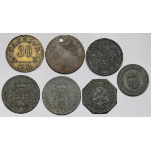 Bydgoszcz, Dąbrowa, Poznań, Szczecin... monety zastępcze - zestaw (7szt)