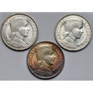 Łotwa, 5 lati 1929-1932 - zestaw (3szt)