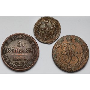 Rosja, 2-5 kopiejek 1781-1817 - zestaw (3szt)