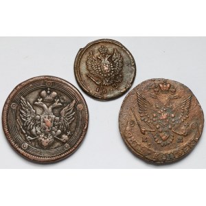 Rosja, 2-5 kopiejek 1781-1817 - zestaw (3szt)